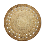 Round carpet in jute 160 cm open pattern
