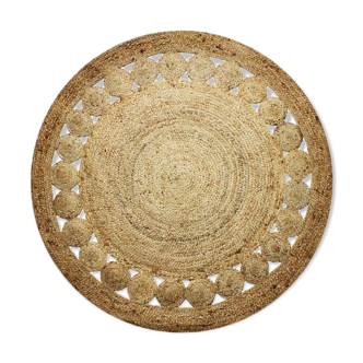 Round carpet in jute 160 cm open pattern