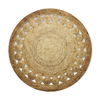 Tapis rond en jute 160 cm motif ajouré