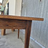 Antique rustic farmhouse table in solid oak with one drawer - 1m15