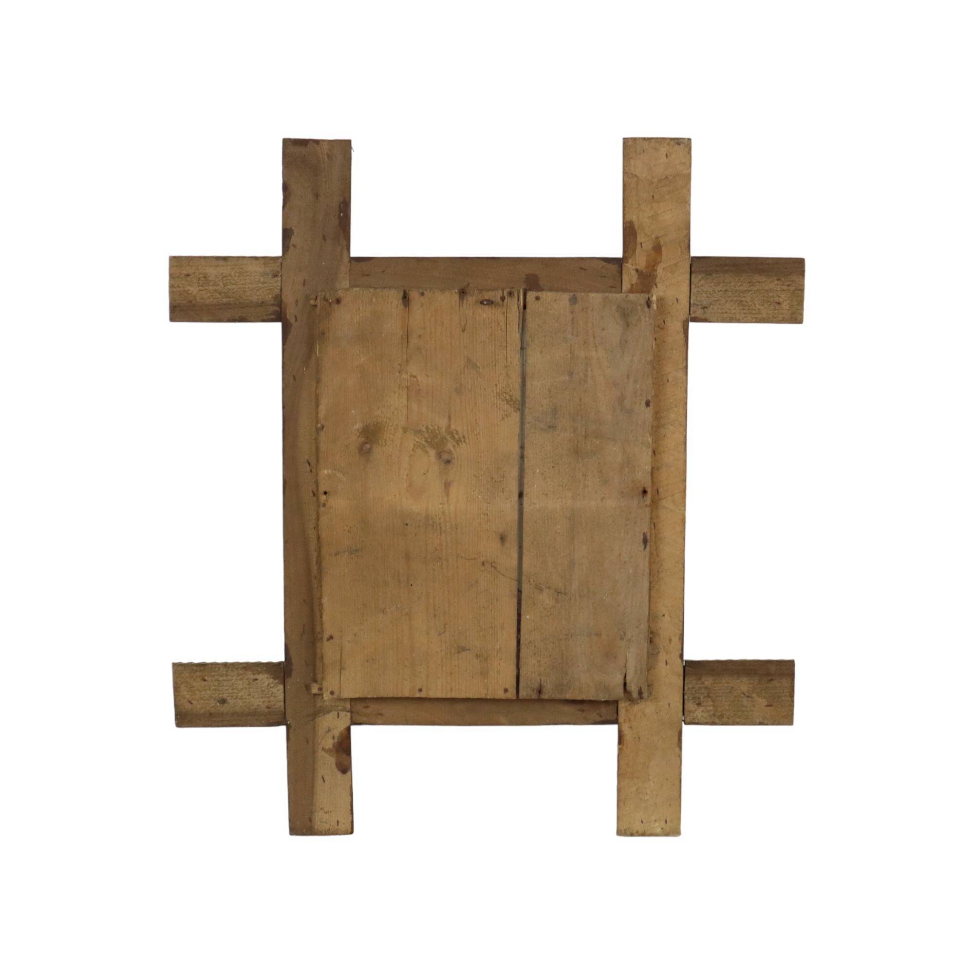 Tramp Art Frame Frame Wood Metal Studs Early 20th Century France 50cm