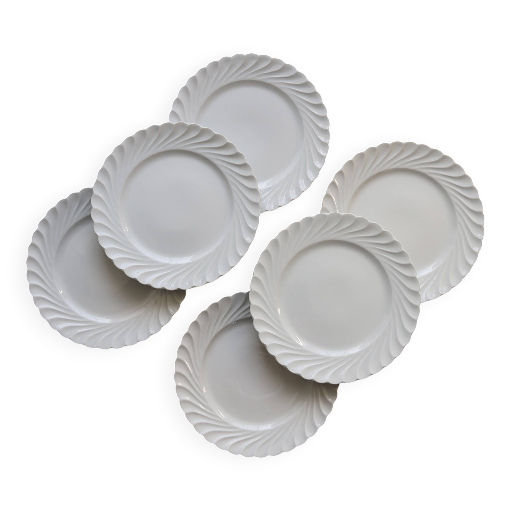 6 vintage white porcelain twisted Limoges Haviland dinner plates