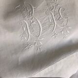 Antique linen: embroidered sheet, monogram