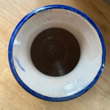 Handmade ceramic vase white with blue pattern