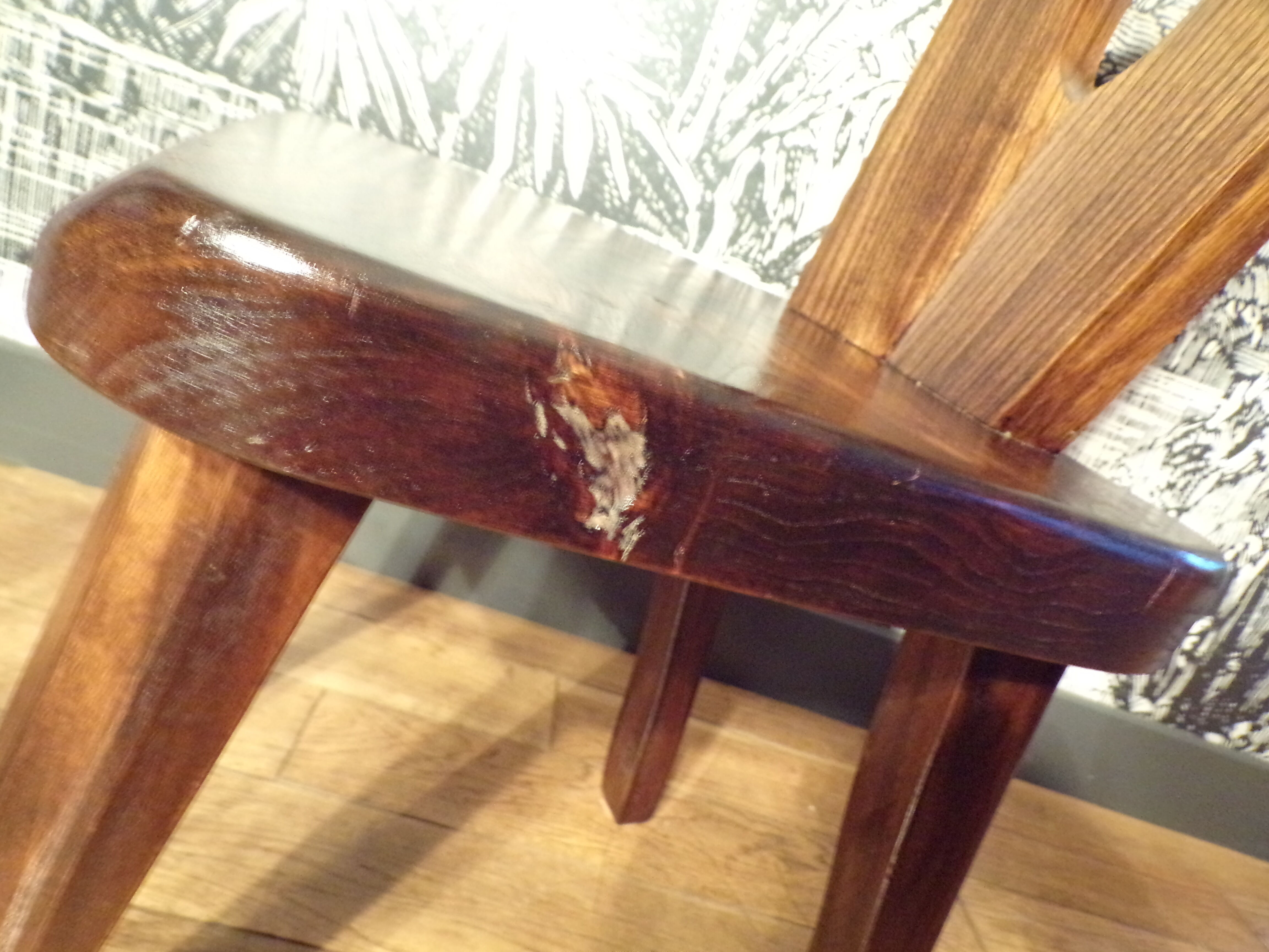 Brutalist chair in solid elm