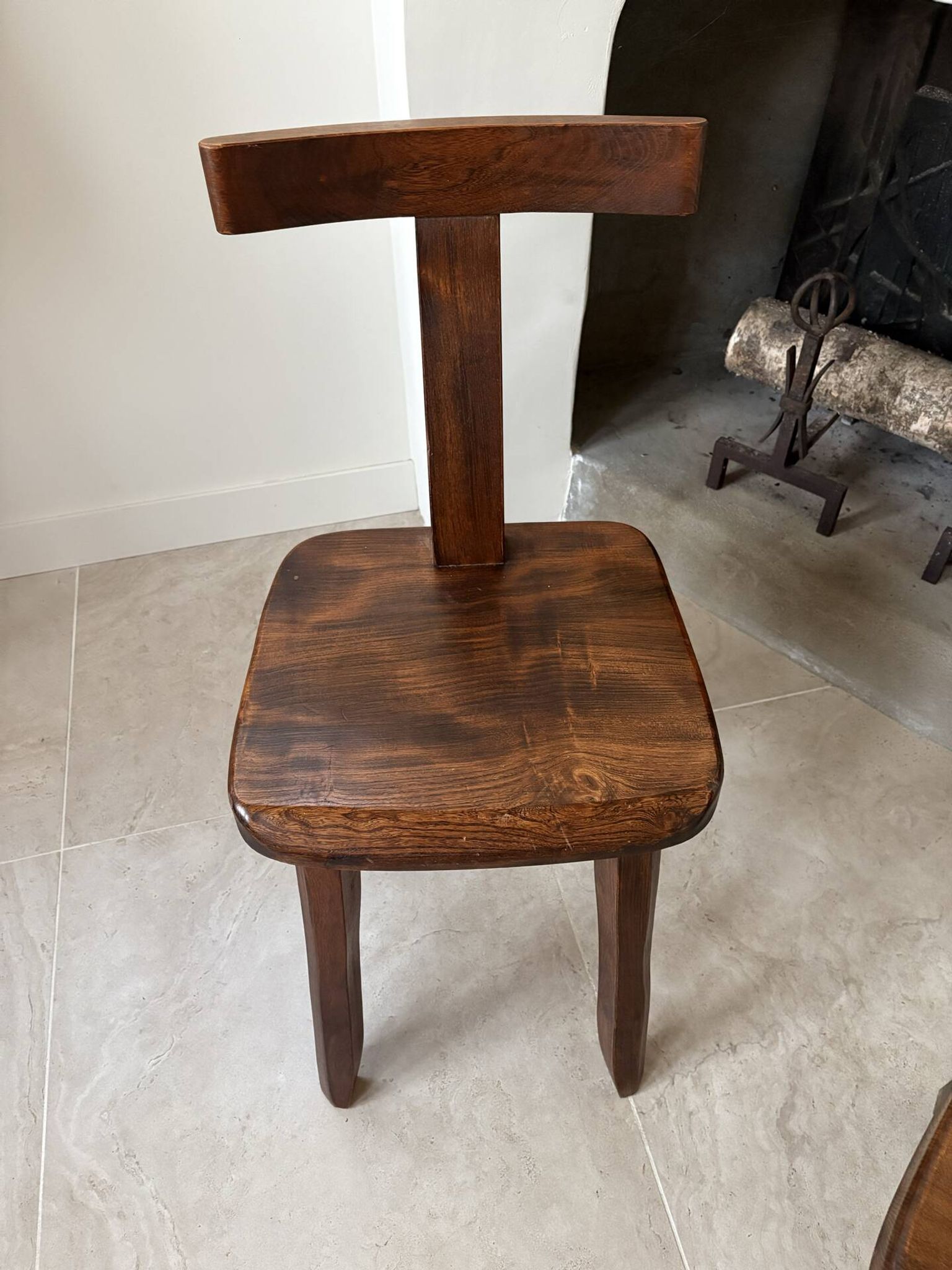 Pair of brutalist elm chairs