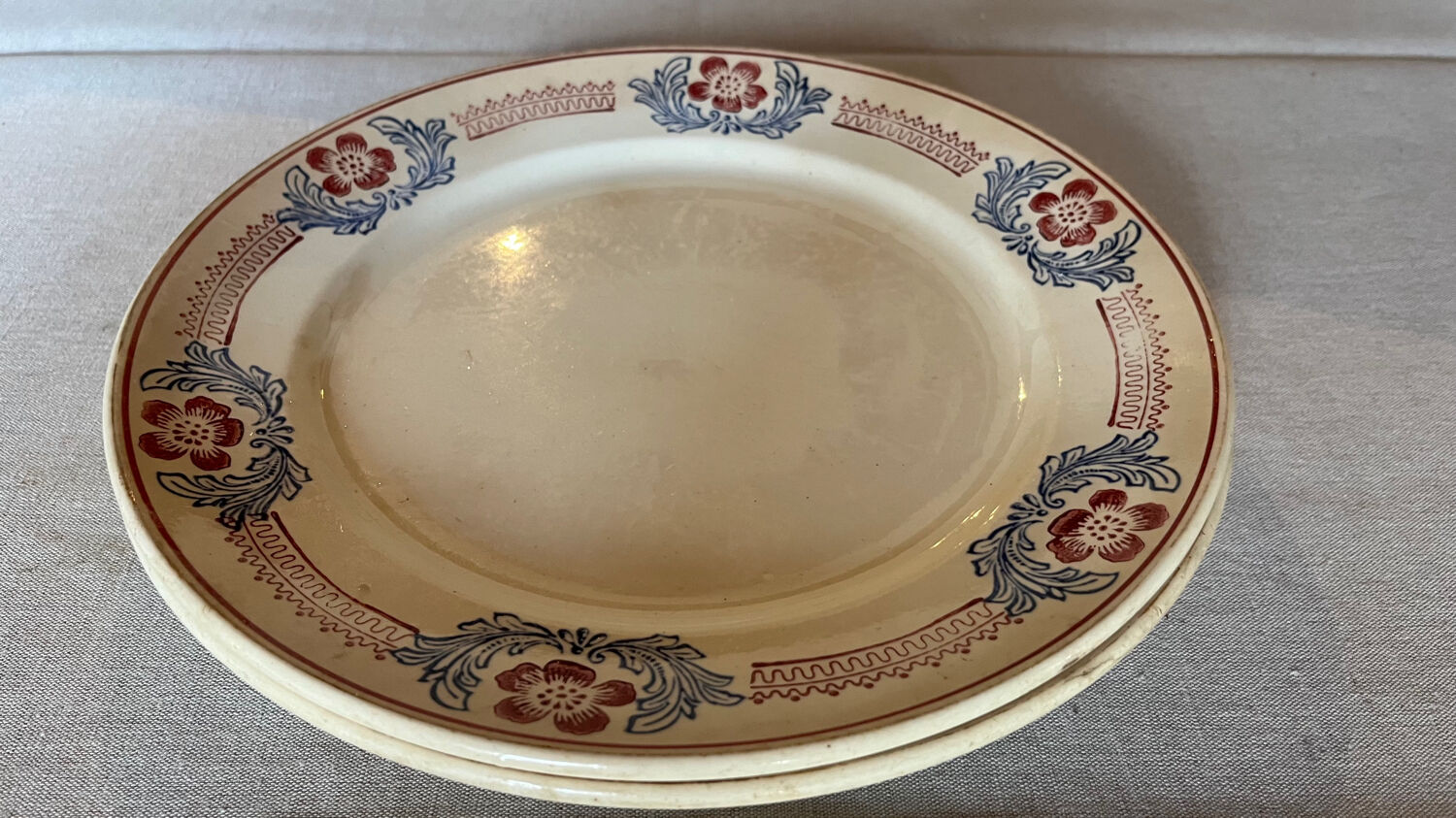 Pair of large old ST Amand flat plates