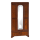 Antique walnut burl wardrobe with central mirror and large drawer.