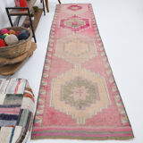 3x11 shades of pink vintage runner rug, 94x346cm