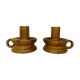 Pair of candle holders brutalist solid wood