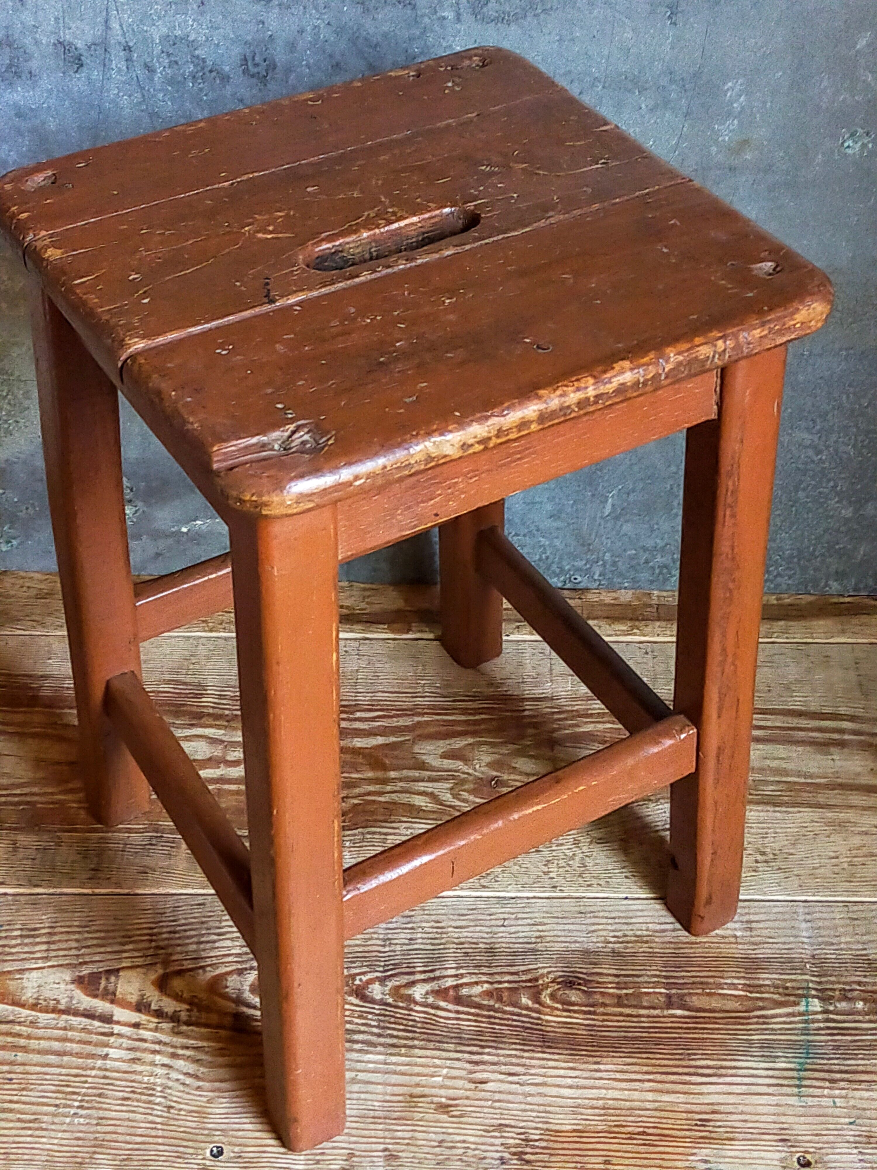Workshop stool in old solid wood