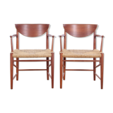 Pair of Scandinavian armchairs in 317 model in teak