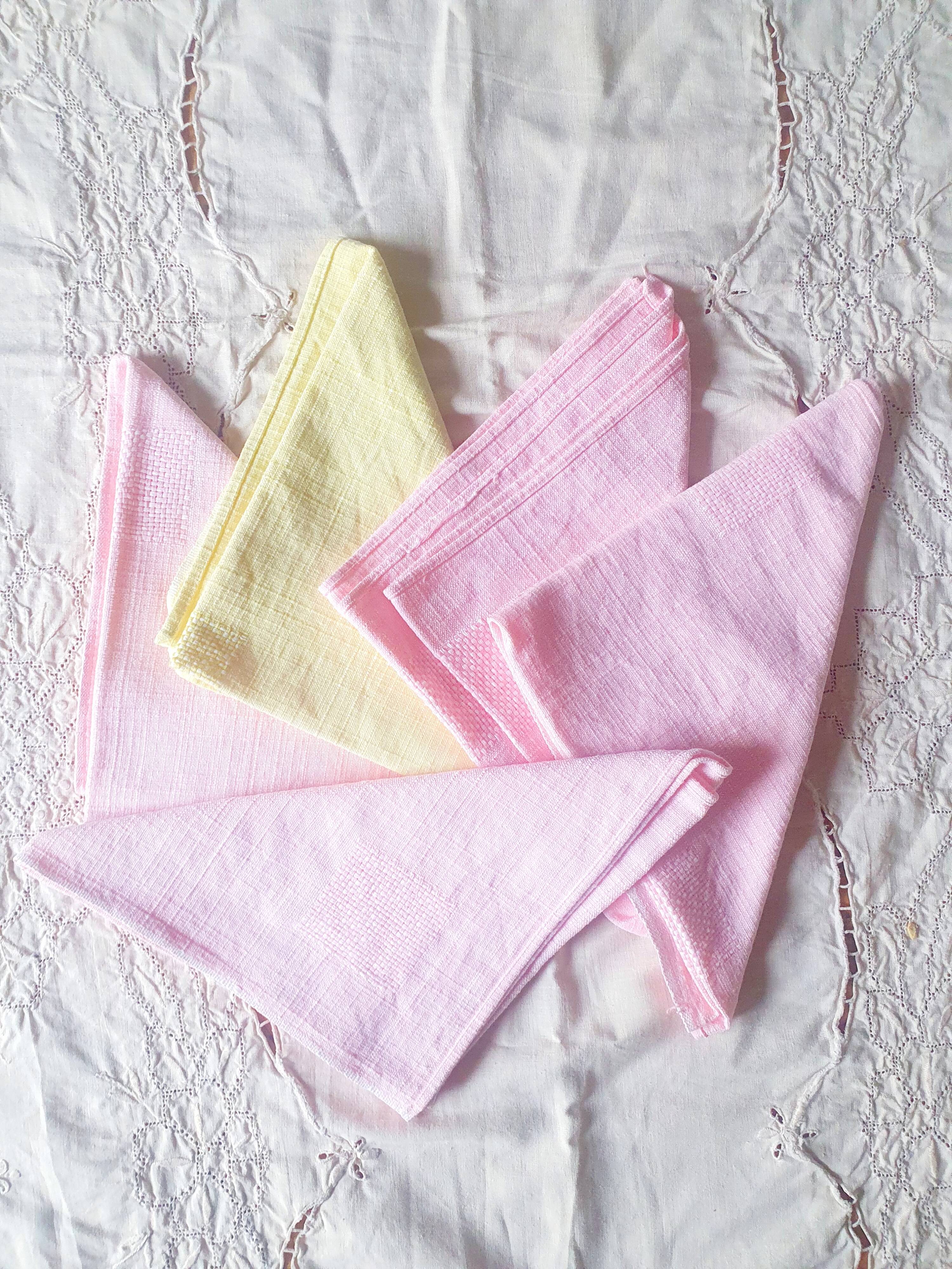 Set of 5 hand-dyed antique towels