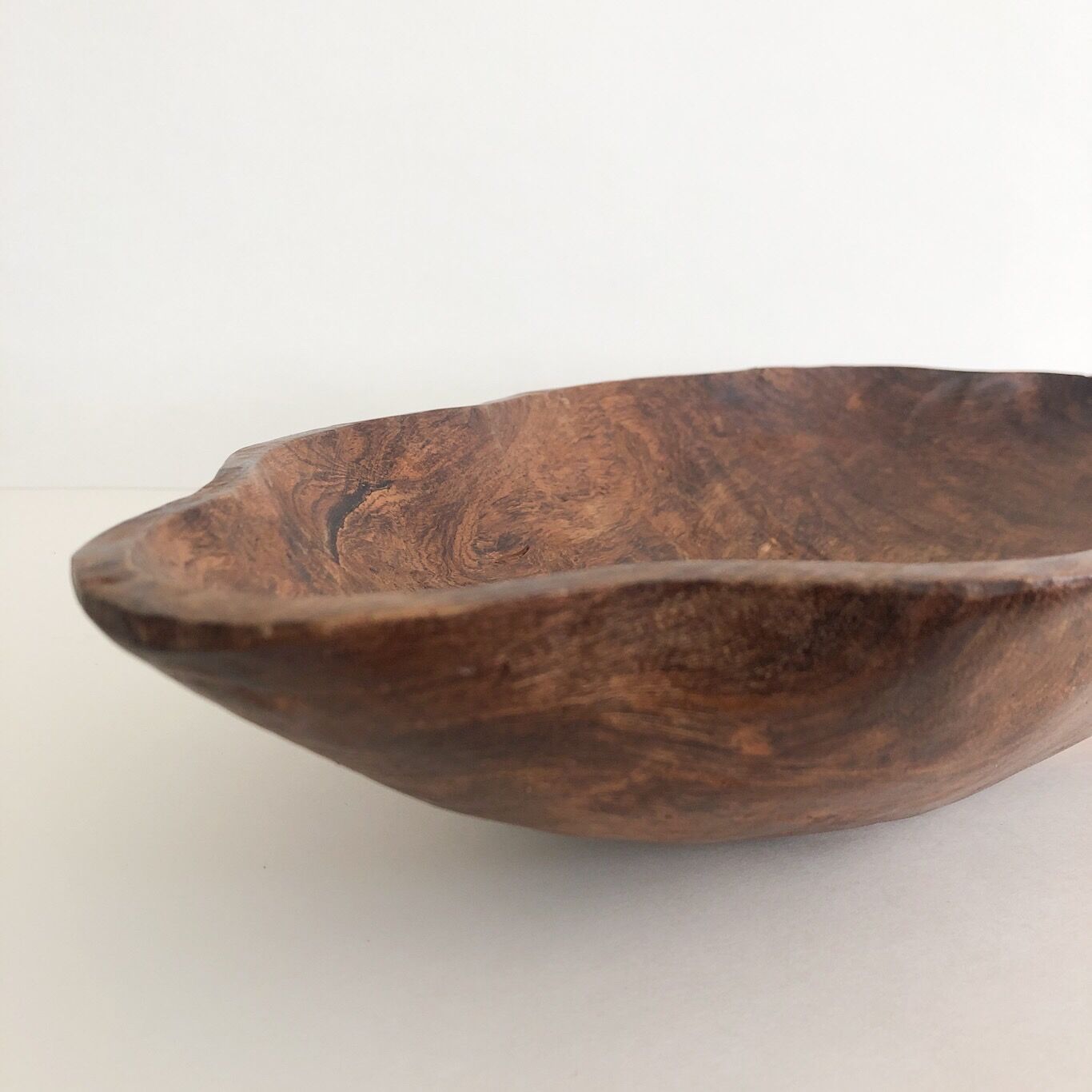 Flat wooden bowl