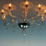 Venetian glass lustre in pink, in the style of Venini.