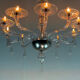 Venetian glass lustre in pink, in the style of Venini.