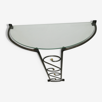 Entrance console in metal and glass