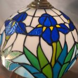 antique bronze floor lamp from the 19th century in superb condition with a beautiful iris glass shade