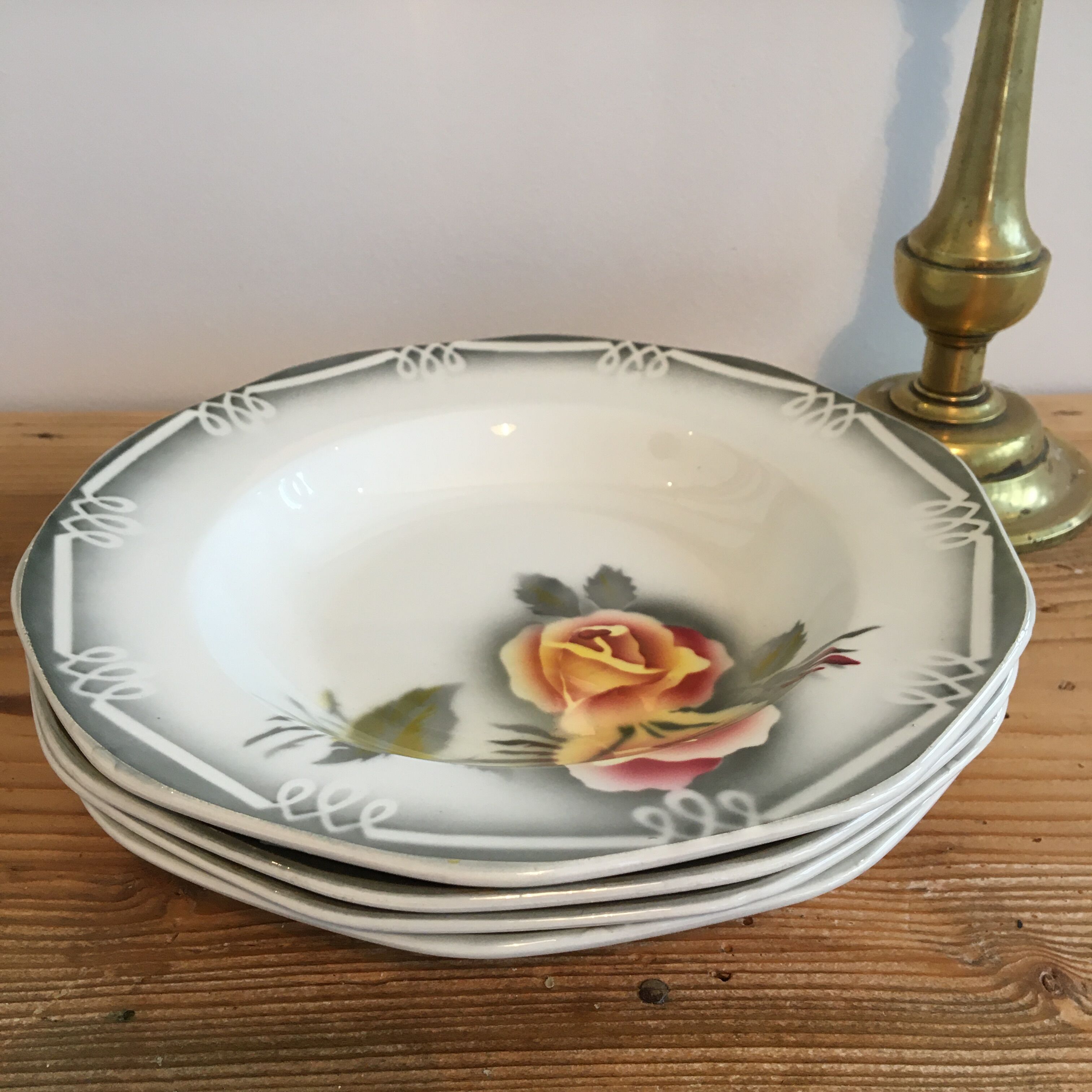 Set of 4 hollow plates "Odile" Digoin Sarreguemines