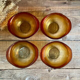 4 amber glass ear bowls