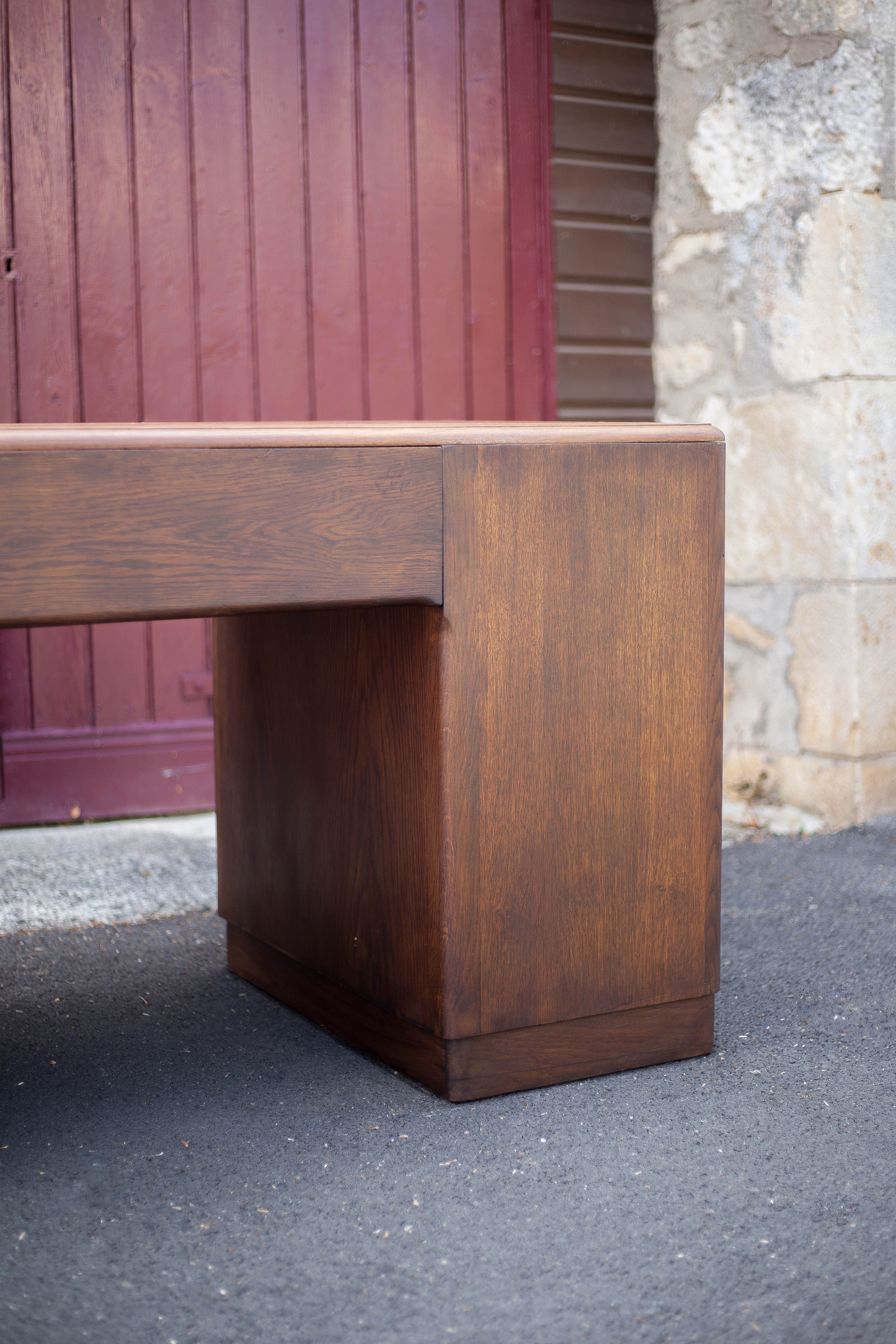 Art deco desk, oak minister's office, large 2-box desk, drawer desk, 40's