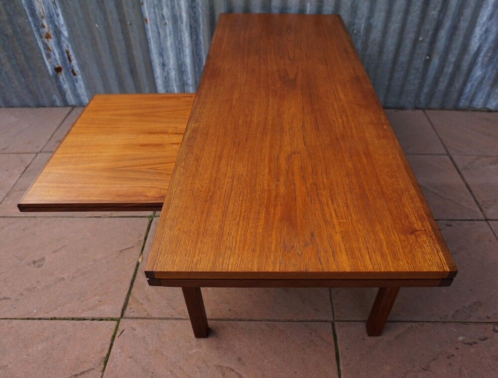 Table basse extensible teck rétro années 1960