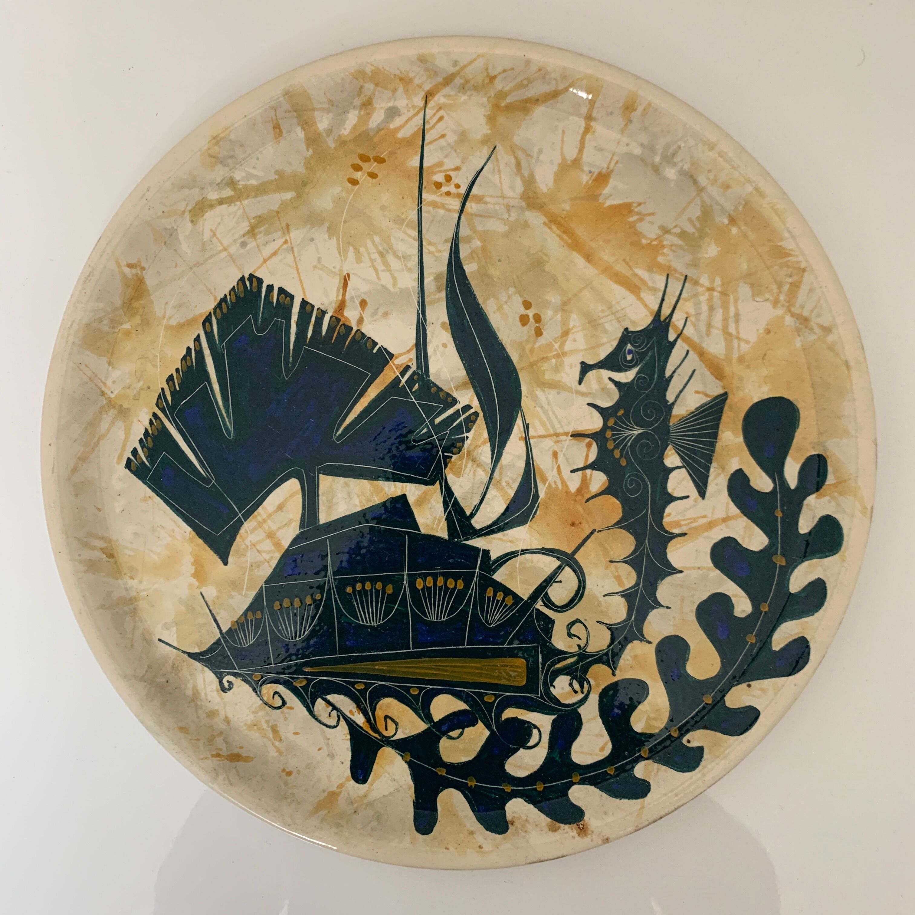 Decorative flat plate decoration decor of boat Goualch Jean Claude