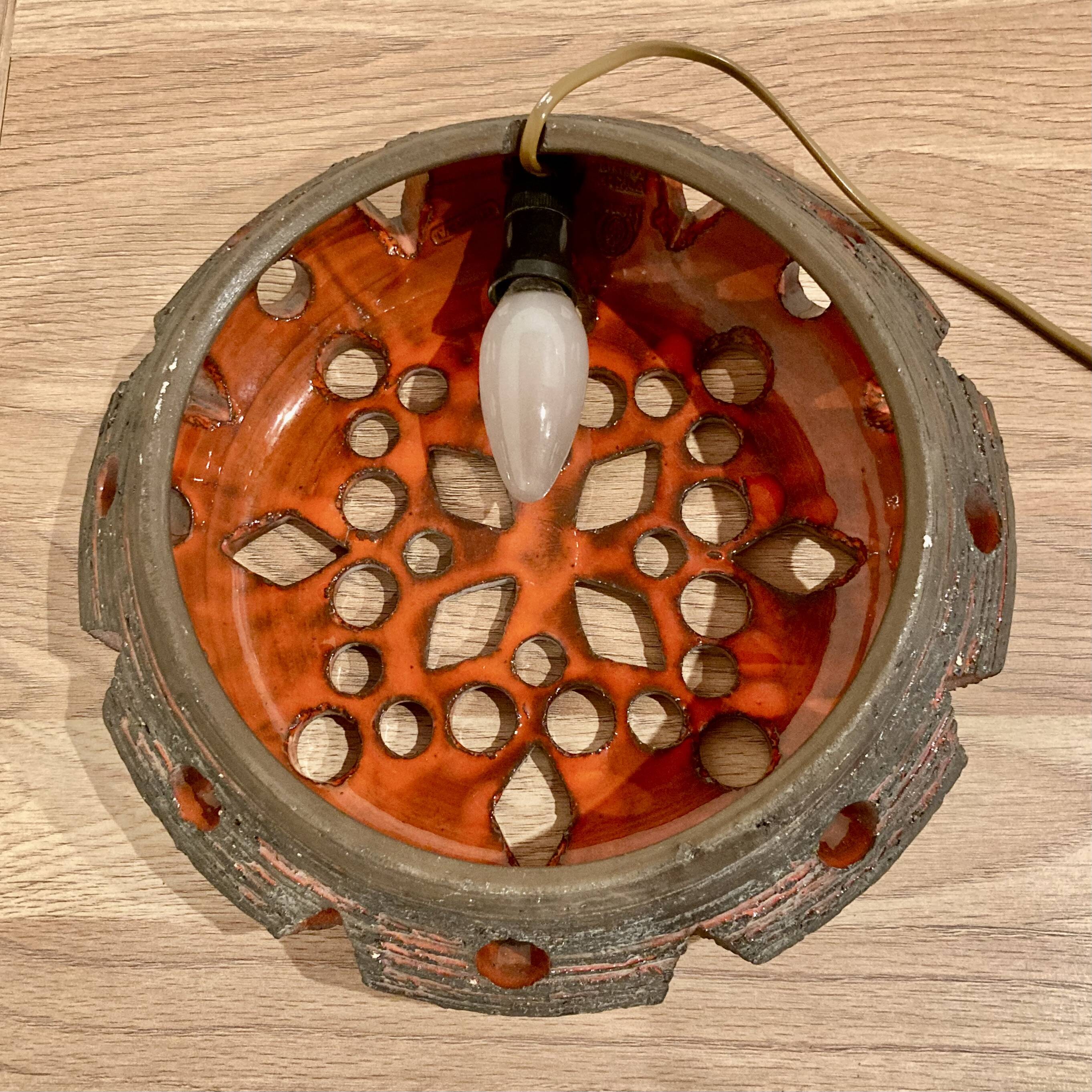 Large ceramic wall light, 1950s design.