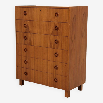 Scandinavian "tallboy" chest of drawers in teak, Sweden, 1960