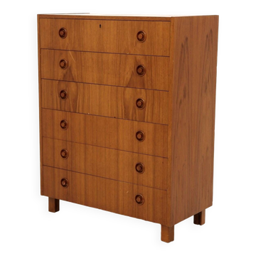 Scandinavian "tallboy" chest of drawers in teak, Sweden, 1960
