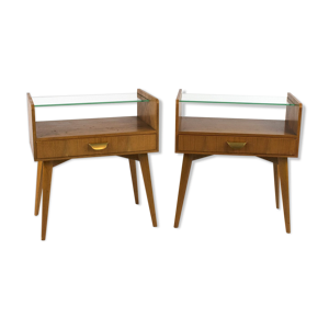 paire de tables de nuit en noyer des années 1960 par WK Möbel