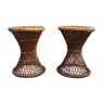 Pair of dark rattan stools