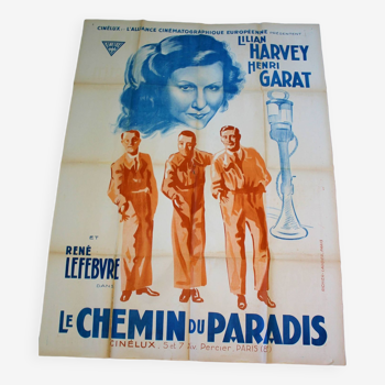 Affiche cinéma originale "Le Chemin du Paradis" 1930 Lilian Harvey 120x160 cm