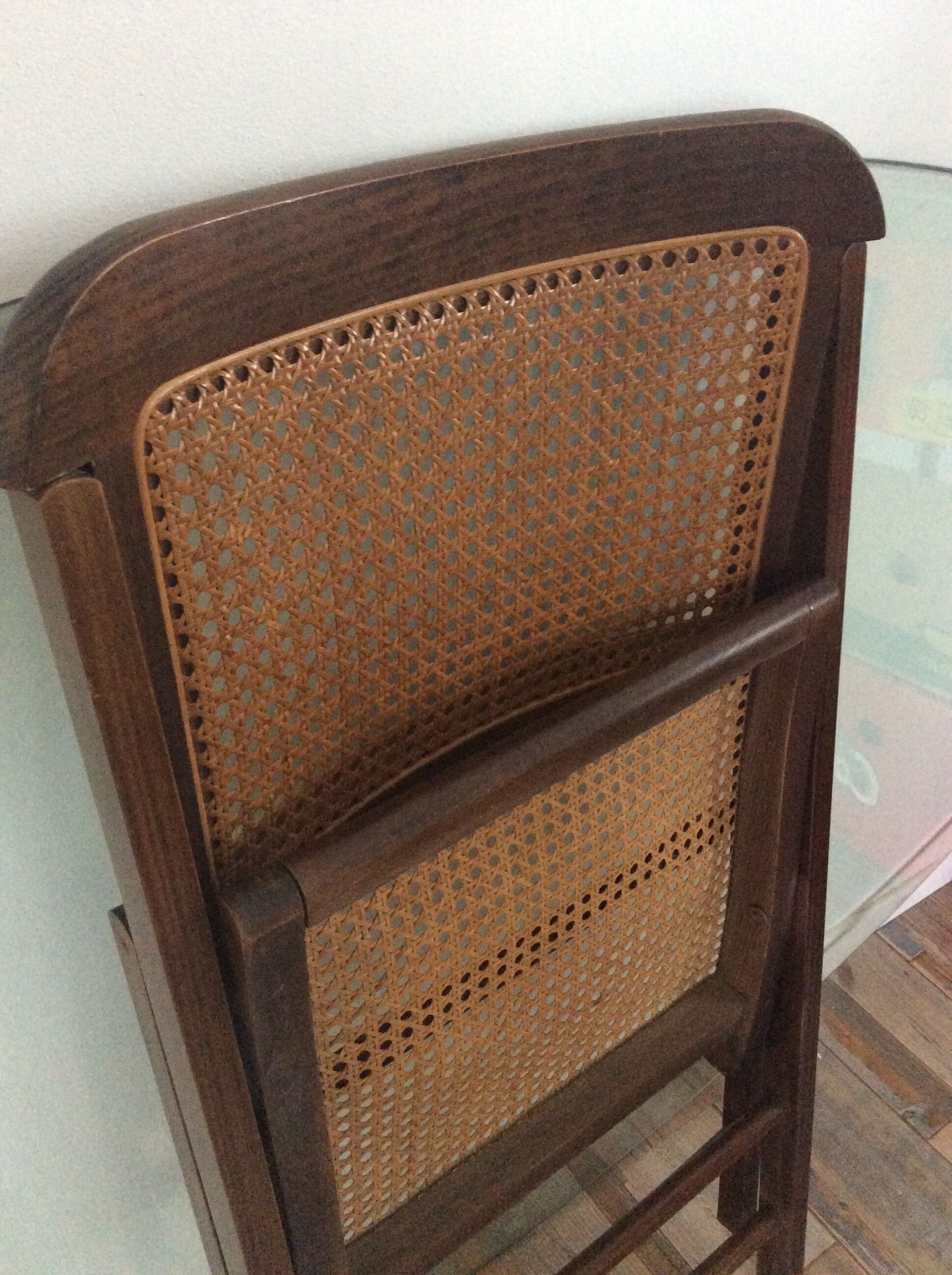 Folding chair caned from the 70s