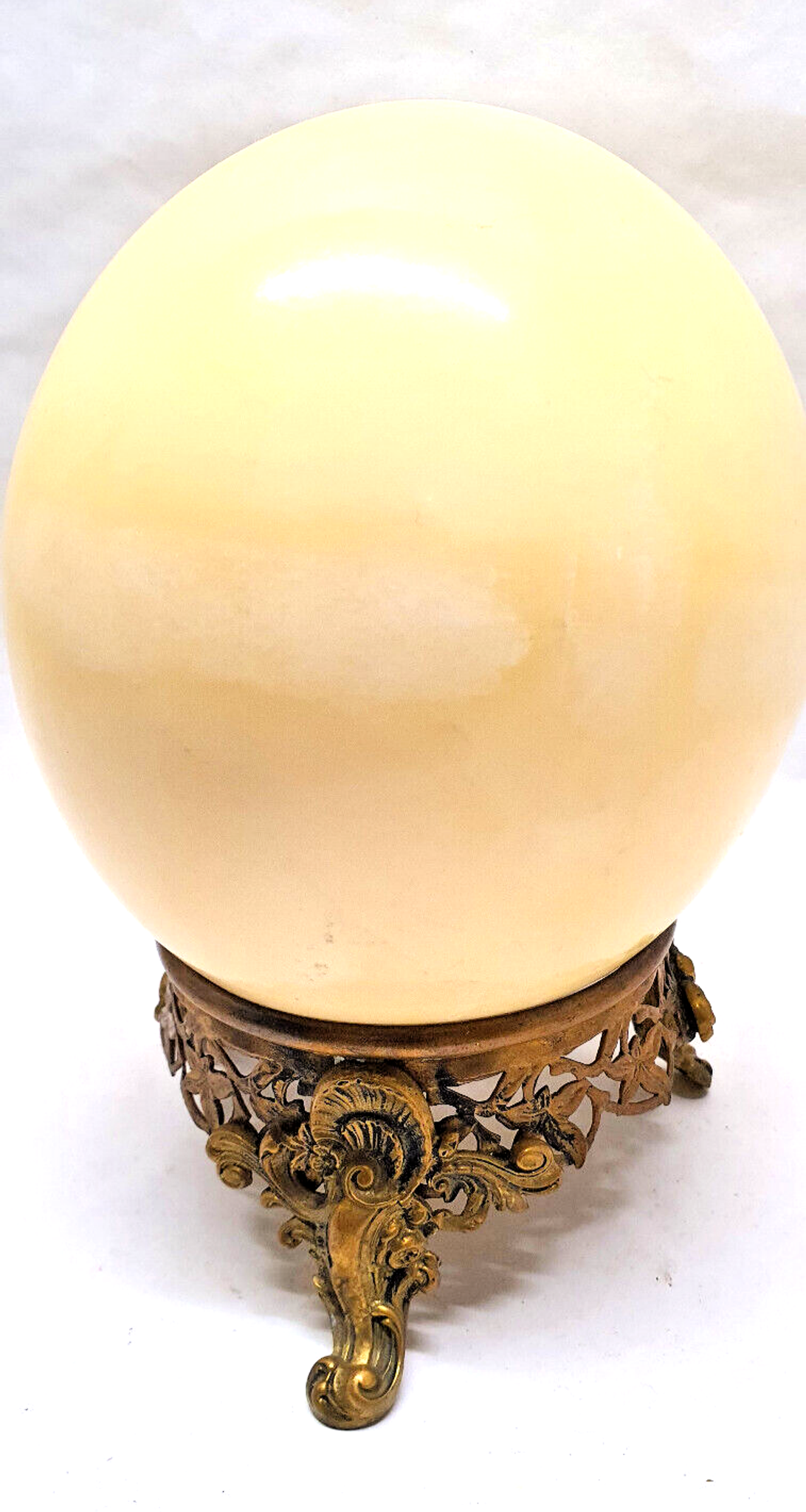 Ostrich egg on bronze foot beautiful deco pattern cabinet of curiosities