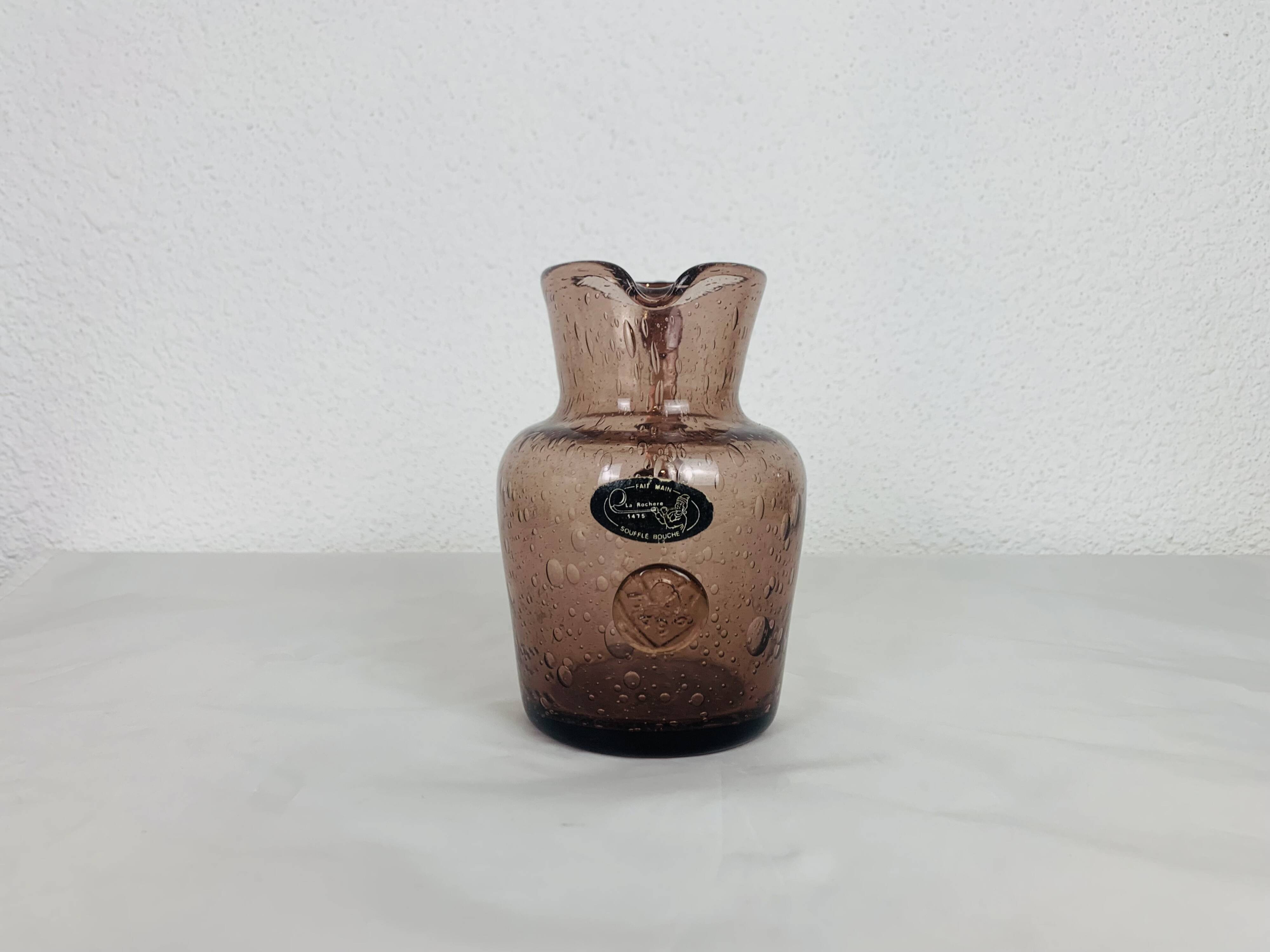 La Rochère pink bubble glass pitcher, vintage