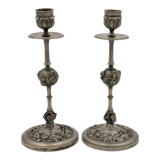 Paire d'anciens bougeoirs bronze doré