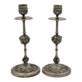 Pair of old gilded bronze candle holders