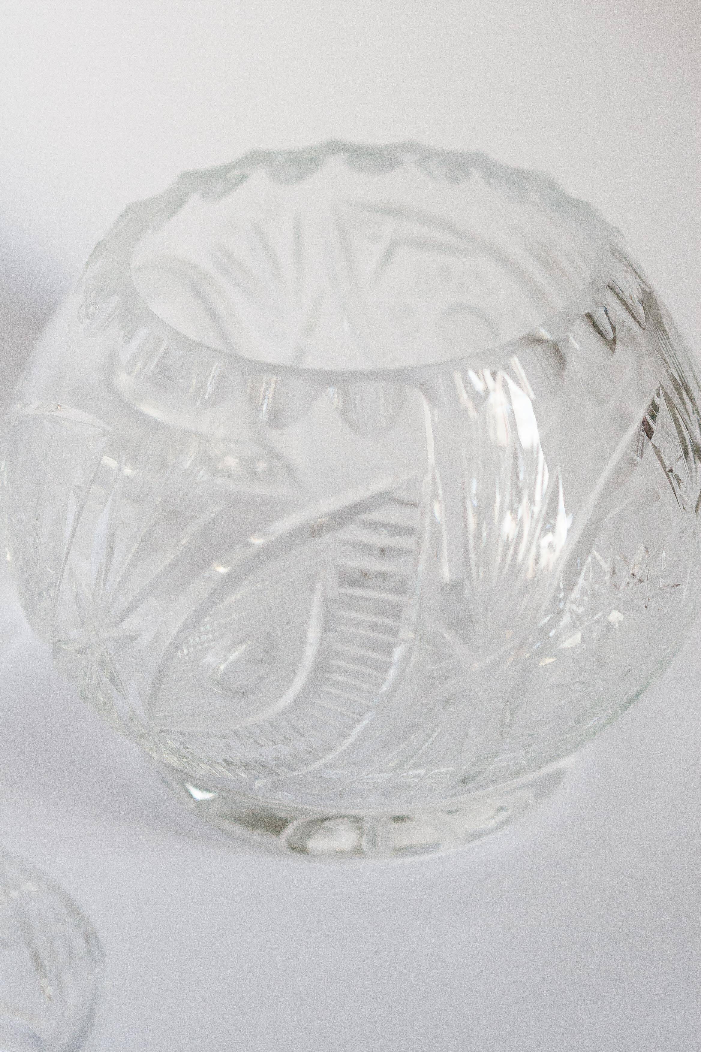 Vintage sugar bowl in crystal and clear glass, Italy, 1960s.