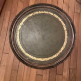 Wood and leather tripod pedestal