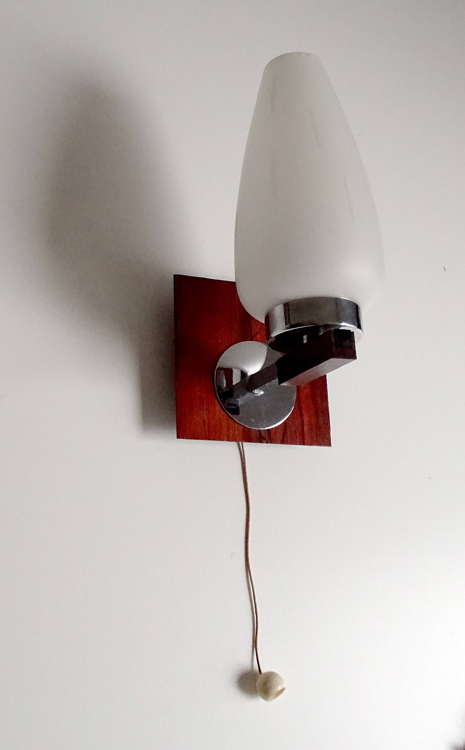 Scandinavian wall light, Glass and teak