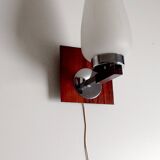 Scandinavian wall light, Glass and teak