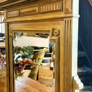 Antique bevelled mirror Farrow and Ball "Green Bancha"