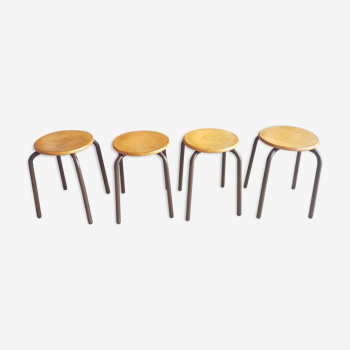 Series of 4 stackable vintage stools