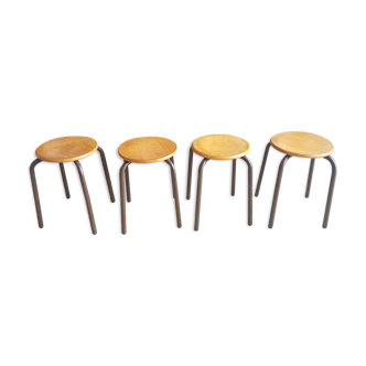 Series of 4 stackable vintage stools
