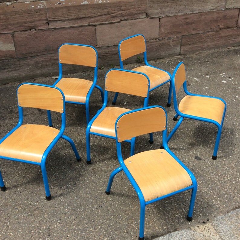 Vintage school children's chair 1970 wood