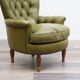 Fauteuil Chesterfield en cuir vert olive