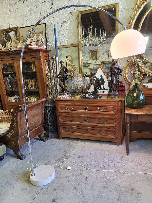 stainless steel and marble arc floor lamp
