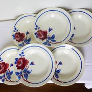 6 vintage soup plates from K&G Luneville, Chantal model