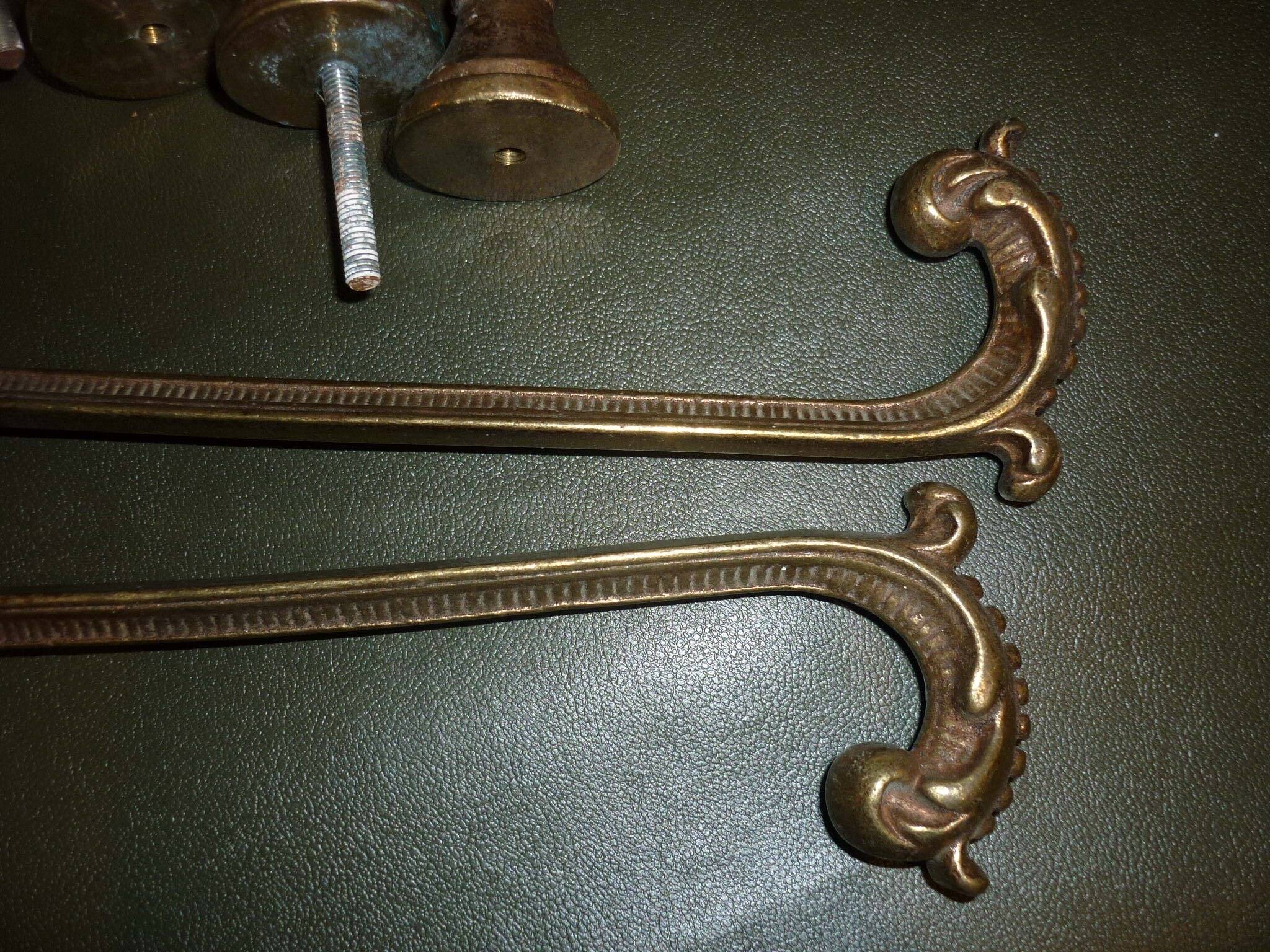 Pairs of 2 old brass tieback hooks